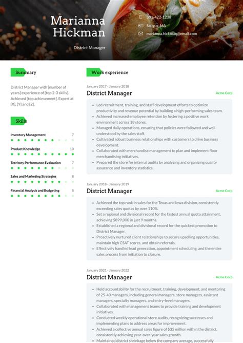 District Manager Resume Examples And Templates