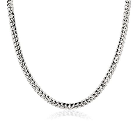 22 Mens Miami Cuban Link Chain Necklace In 14k White Gold 635mm