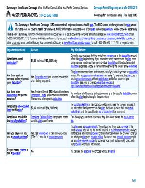 Fillable Online Info Kaiserpermanente 1 Of 6 Summary Of Benefits And