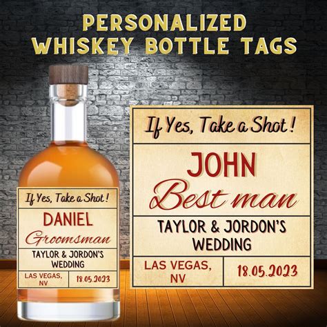 Personalized Whiskey Bottle Label Groomsmen Proposal Label Etsy