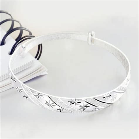 Hot Original 925 Stamp Silver Color Snowflake Star Bangles For Women Bracelets Fashion Party