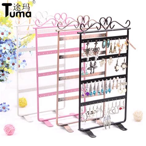 48 Holes Earring Rack Earrings Shelf Display Iron Jewelry Holder