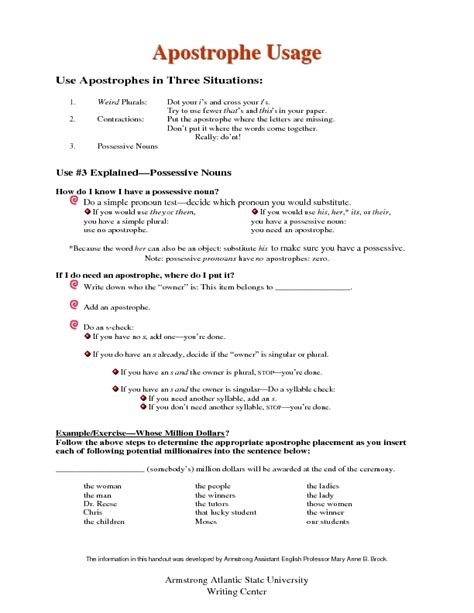 Apostrophe Usage Worksheet For 6th 9th Grade Lesson Planet