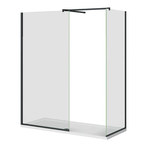 Arezzo Matt Black 10mm Glass 1700 X 700 Wet Room With Screen Side