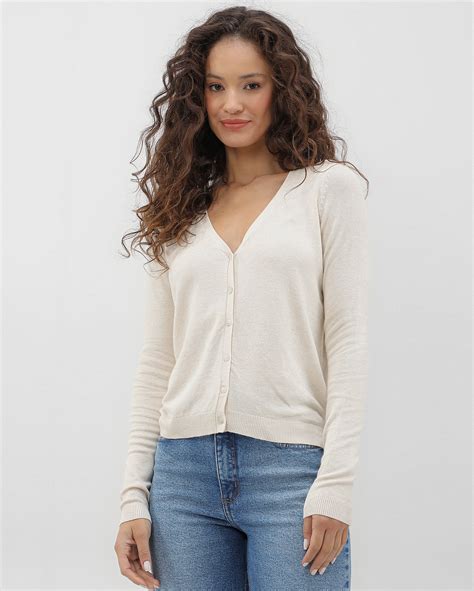 Riachuelo Cardigan Feminino Tricot Decote V O Bege Pool