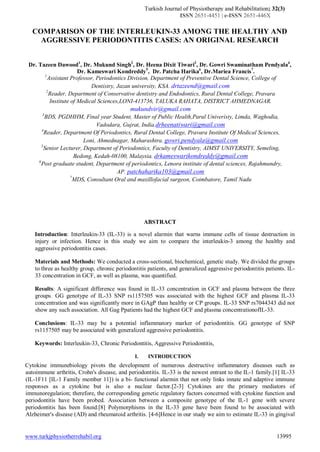 COMPARISON OF THE INTERLEUKIN 33 AMONG THE HEALTHY AND AGGRESSIVE