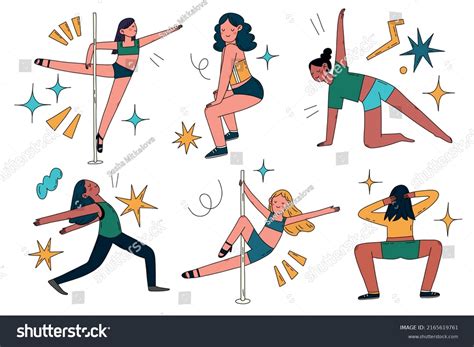 female dancers cartoon characters hand drawn stock vector royalty