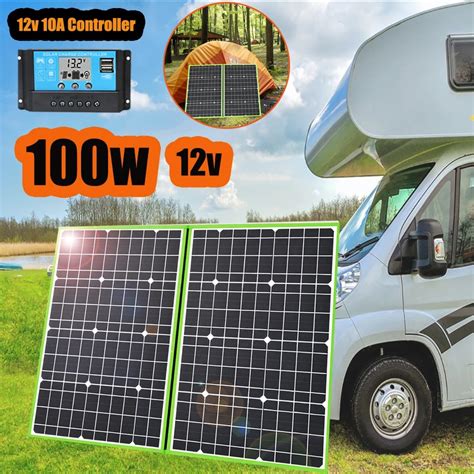 Foldable Solar Panel Kit Complete 100w Portable 12v Battery Power Station Charger With 10a Solar