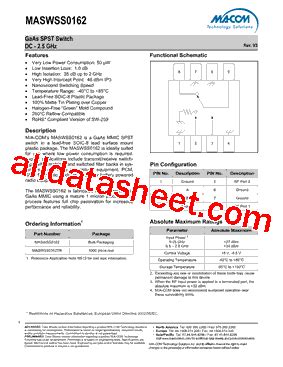 MASWSS0162TR Datasheet PDF M A Technology Solutions Inc