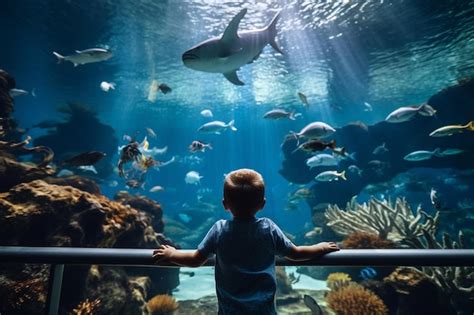 Premium AI Image | Little Explorer Captivated by a Shoal of Ocean Fish