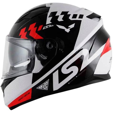 Capacete LS2 FF320 Stream Podium Preto Branco Vermelho Grid Motors