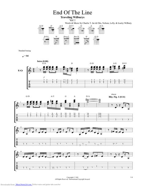 End Of The Line Guitar Pro Tab By The Traveling Wilburys