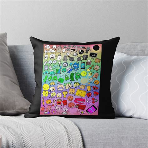 Bfdi Inanimate Insanity All Characters Rainbow Throw Pillow By Msbonnie Redbubble