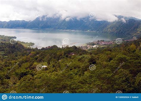 Batur Volcano And Agung Mountain Panoramic View At Sunrise From