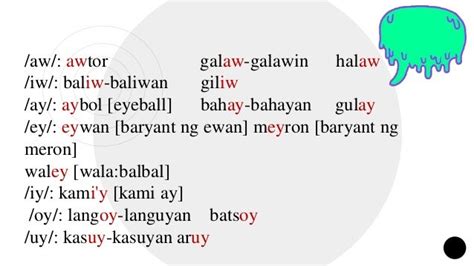 Halimbawa Ng Salitang May Diptonggo Na Ey