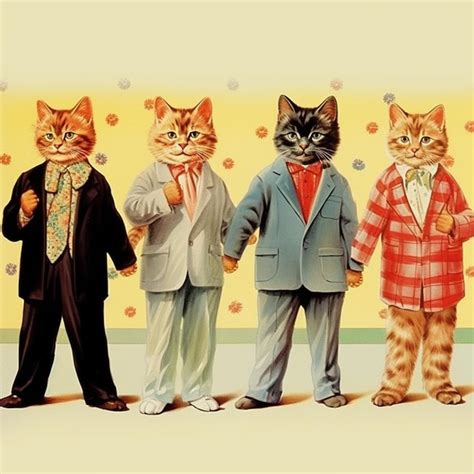 Premium AI Image There Are Four Cats Dressed In Suits And Ties