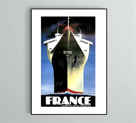 Affiche Bateau Paquebot France Affiche Vintage