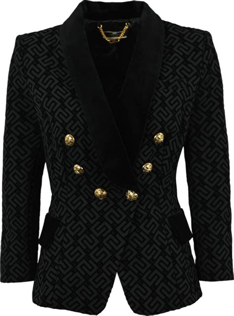 Elisabetta Franchi Double Breasted Jacket In Crepe And Velvet