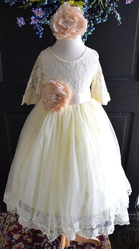 Ivory Flower Girl Tutu Dress Girls Long Tulle Skirt Lace Blouse Ivory