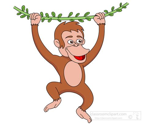 Monkeys Primates Clipart Clipart Monkey Holding Branch Vine Tree