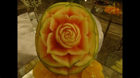 How To Make A Beautiful Rose With Watermelon Art Carving 1 Youtube