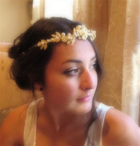 Gold Bridal Tiara Gold Bridal Hair Crown Bridal Flower Headband Leaf