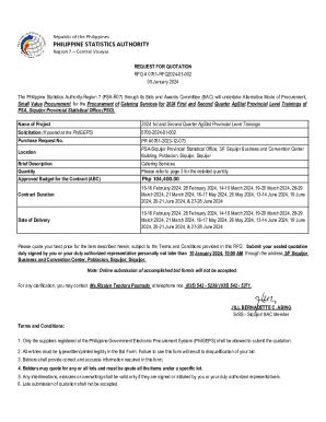 Fillable Online Small Value Procurement For The Procurement Of Catering