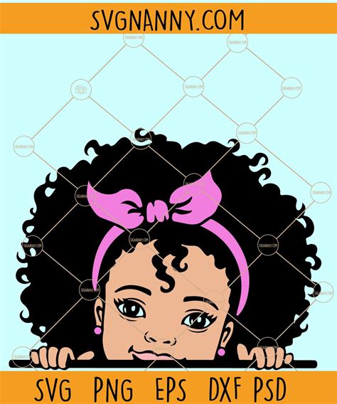 Peek A Boo Girl Svg Files Peekaboo Girl Afro Puff With Bandana Svg Svg Nanny