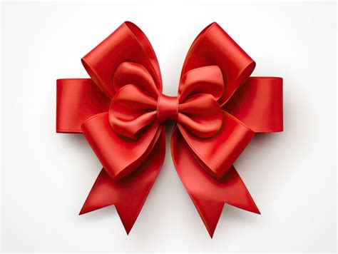 Premium Ai Image Red Ribbon With Bow Isolated On White Background