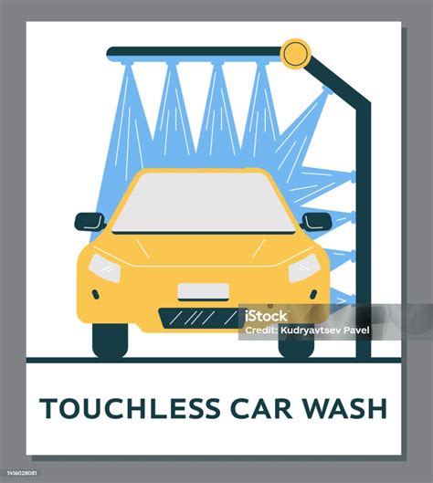 Touchless And Automatic Car Wash Service Poster Template Flat Vector