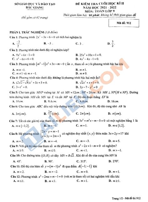 Đánh giá đề thi lớp 9 học kì 2