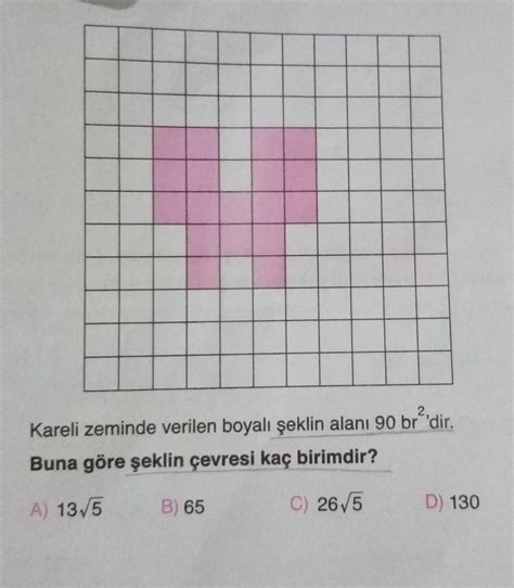 Kareli Zeminde Verilen Boyal Eklin Alan Br Dir Buna G Re Eklin