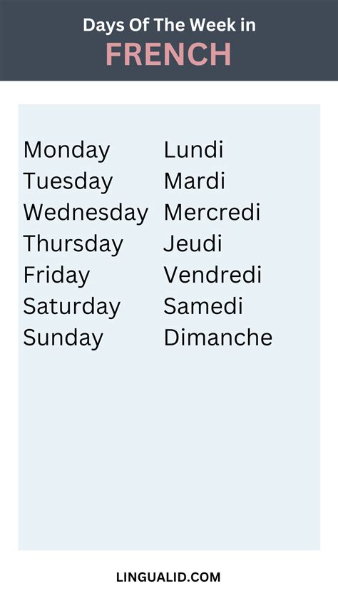 Months Of The Year In French