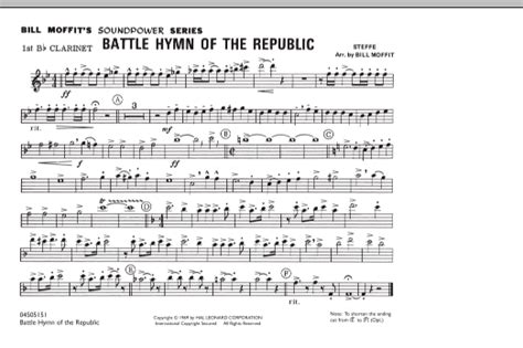 Battle Hymn Of The Republic 1st Bb Clarinet Partituras Bill Moffit Banda Musical