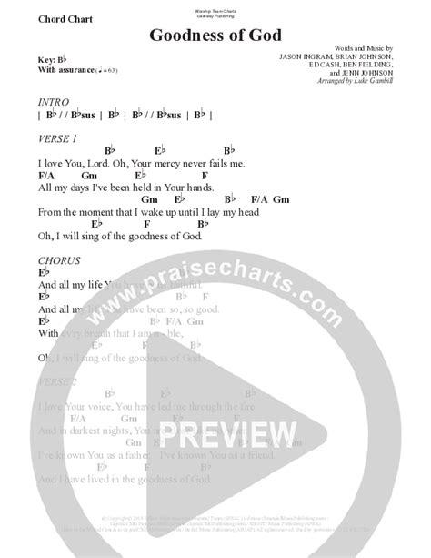 Goodness Of God Chords Pdf Worshipteam Tv Praisecharts