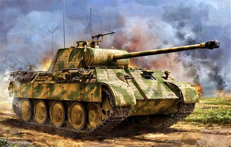 Wallpaper Germany Panther Tank Weapon Average Painting Wwii Pz