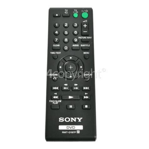 Sony RMT D197P DVD Remote Control 4sony Co Uk