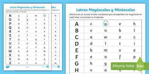 Hoja de actividad Letras mayúsculas y minúsculas Guía de trabajo