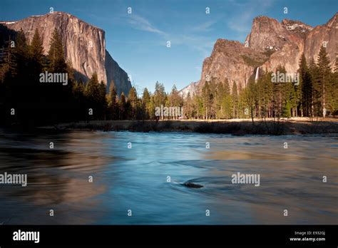 El Capitan And Cathedral Rocks Above The Merced River From Valley View Yosemite National Park