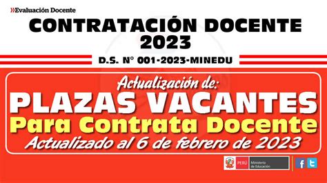 Contrato Docente 2023 Plazas Vacantes Actualizado Al 6 De Febrero De