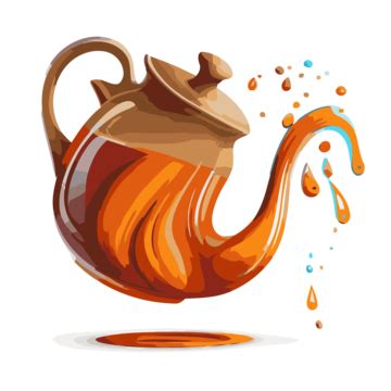 Pouring Teapot Sticker Clipart Teapot Splash Icon Vector Illustration