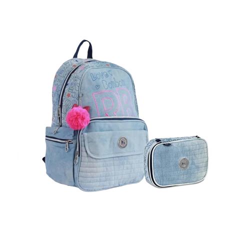 Mochila E Estojo Box Jeans Rebecca Bonbon Escolar Meninas Submarino