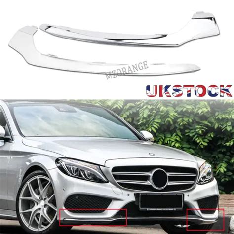 2X CHROME FRONT Bumper Lower Lip Trim For Mercedes Benz C Class W205