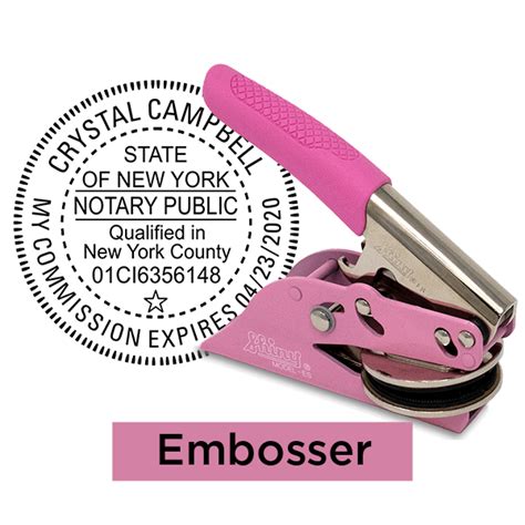 New York Notary Pink With County Expiration Round Design Seal