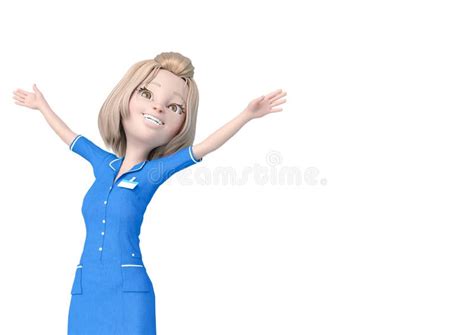 Le Masque De Port De Bande Dessinée Blonde D infirmière Est Heureux Avec L espace De Copie