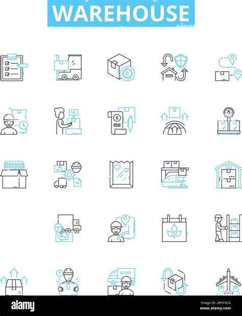 Warehouse vector line icons set. warehouse, storage, depot, facility, logistics, stockroom ...