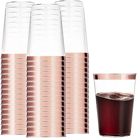 Munfix 100 Rose Gold Plastic Cups 12 Oz Clear Plastic Cups