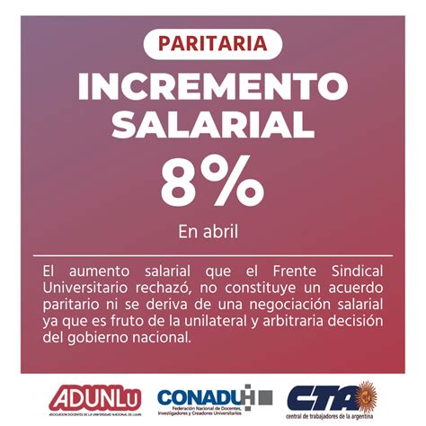 Adunlu Informa Sobre Incremento Salarial Otorgado Por El Gobierno