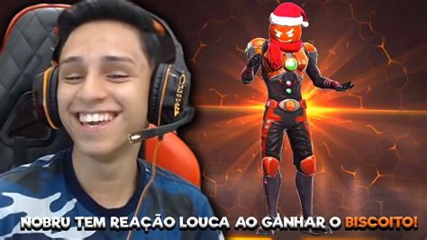 NOBRU MITA AO VIVO E GANHA A SKIN DO BISCOITO FREE FIRE YouTube