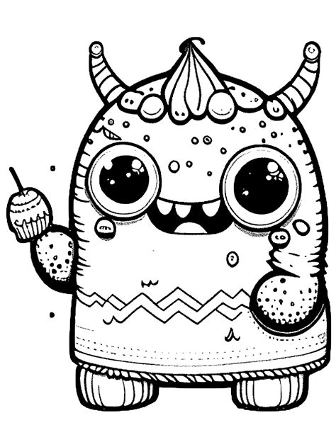 Kawaii Monster Coloring Page Creative Fabrica